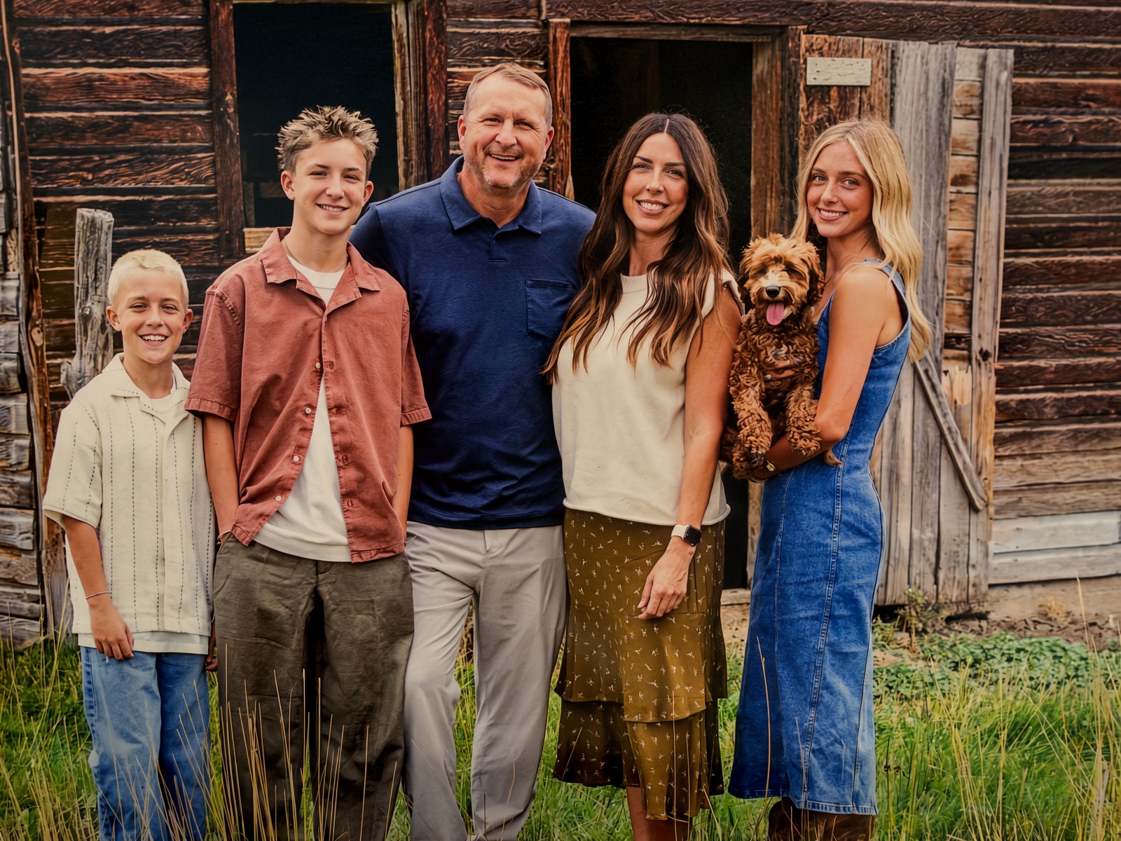 Brandon Fries with his wife, Cheri, and their children Vivian, Luke, and Jeff